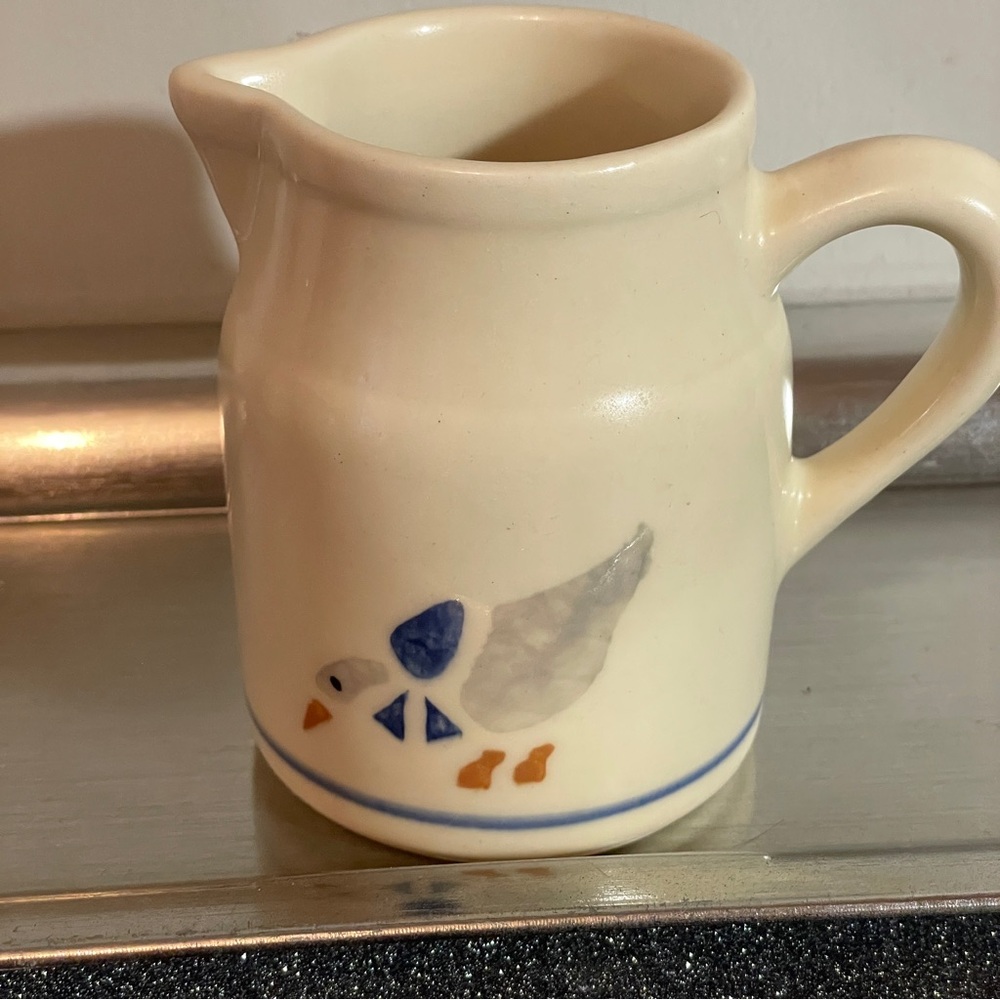 RosevilleOH Pottery Country Goose Heavy Creamer PitcherSalt & Pepper Shakers. - Picture 2 of 16